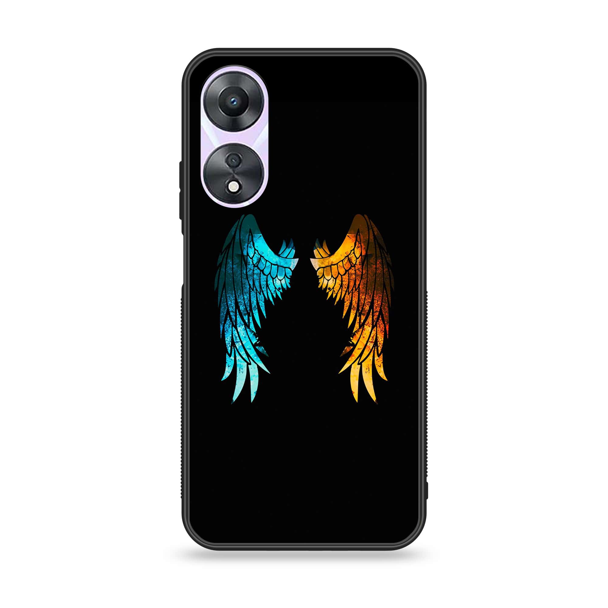 Oppo A58 - Angel Wings 2.0 Series - Premium Printed Glass soft Bumper shock Proof Case