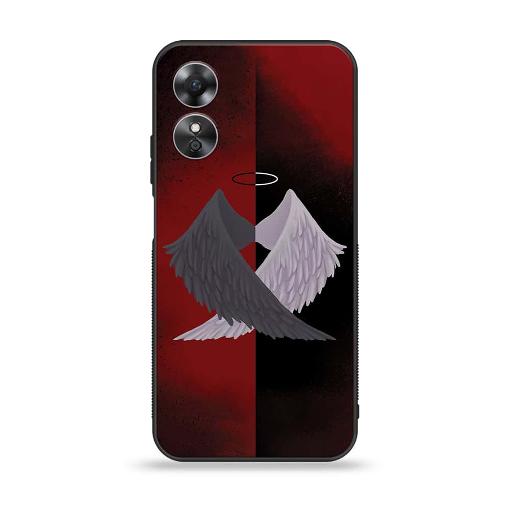 Oppo A17k - Angel Wings 2.0 Series - Premium Printed Glass soft Bumper shock Proof Case