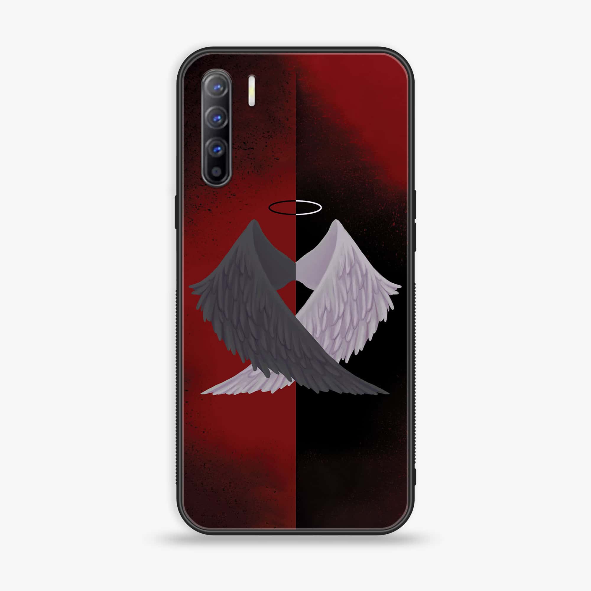 Oppo A91 - Angel Wings 2.0 Series - Premium Printed Glass soft Bumper shock Proof Case