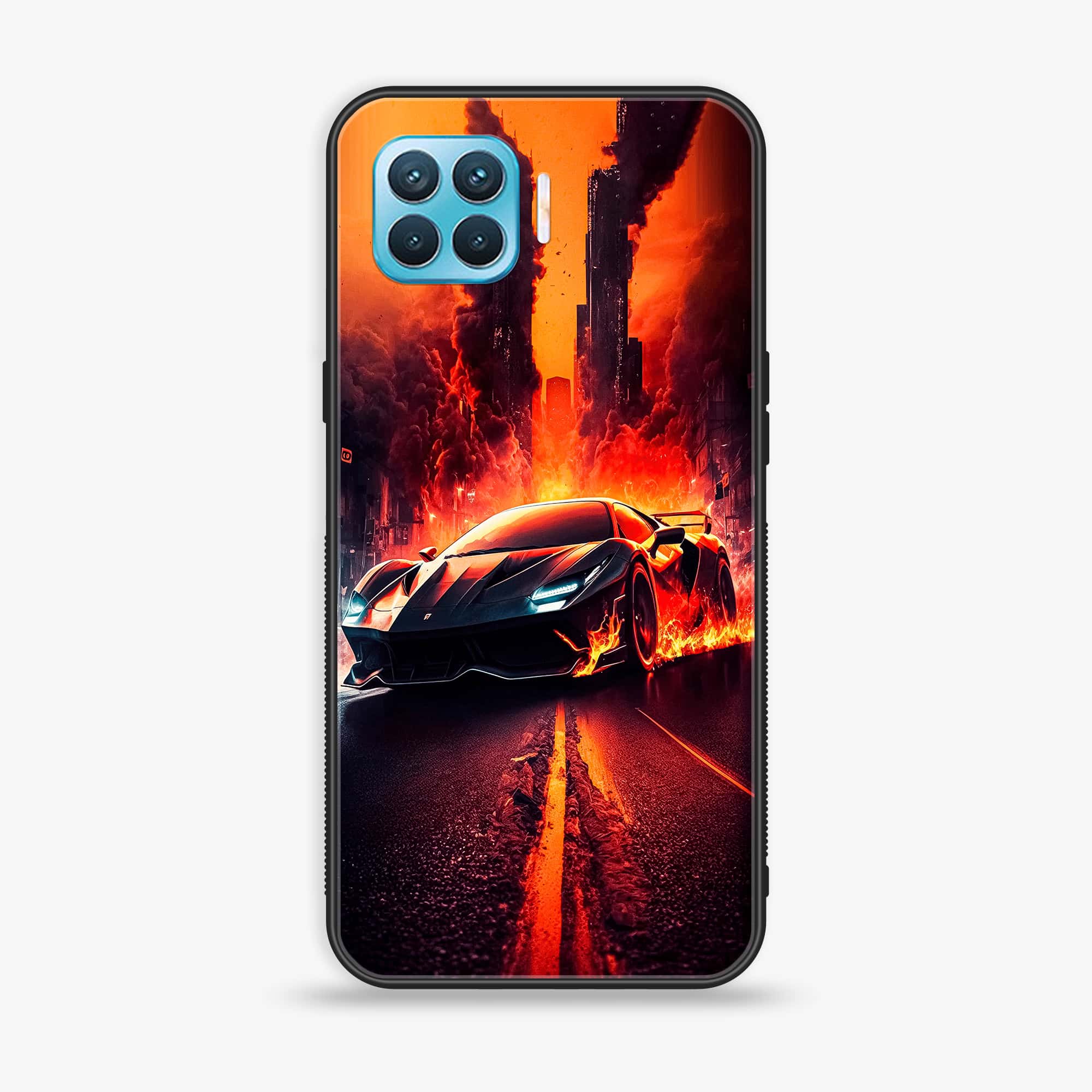 Oppo A93 4G- Racing Series - Premium Printed Glass soft Bumper shock Proof Case