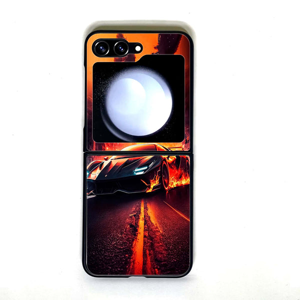 Galaxy Z Flip 5 - Racing Series - Design 1 - Premium Printed Glass soft Bumper shock Proof Case