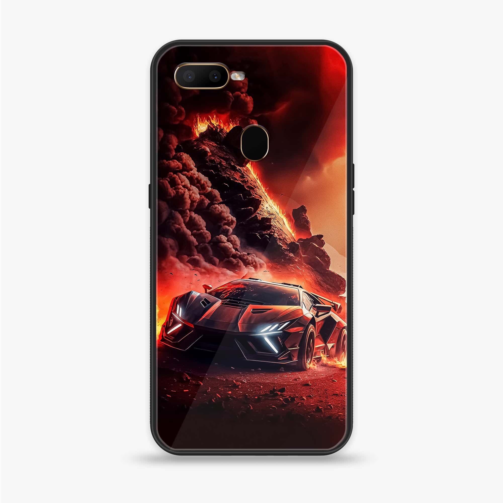 OPPO A5s - Racing Series - Premium Printed Glass soft Bumper shock Proof Case