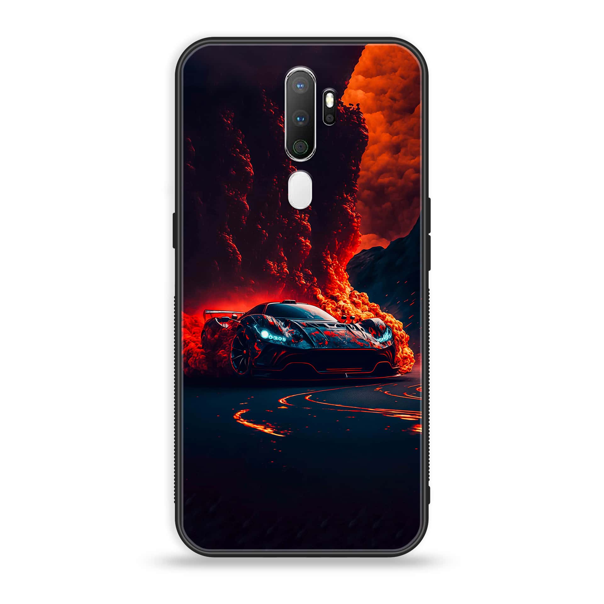 Oppo A5 2020 Racing Series Premium Printed Glass soft Bumper shock Proof Case