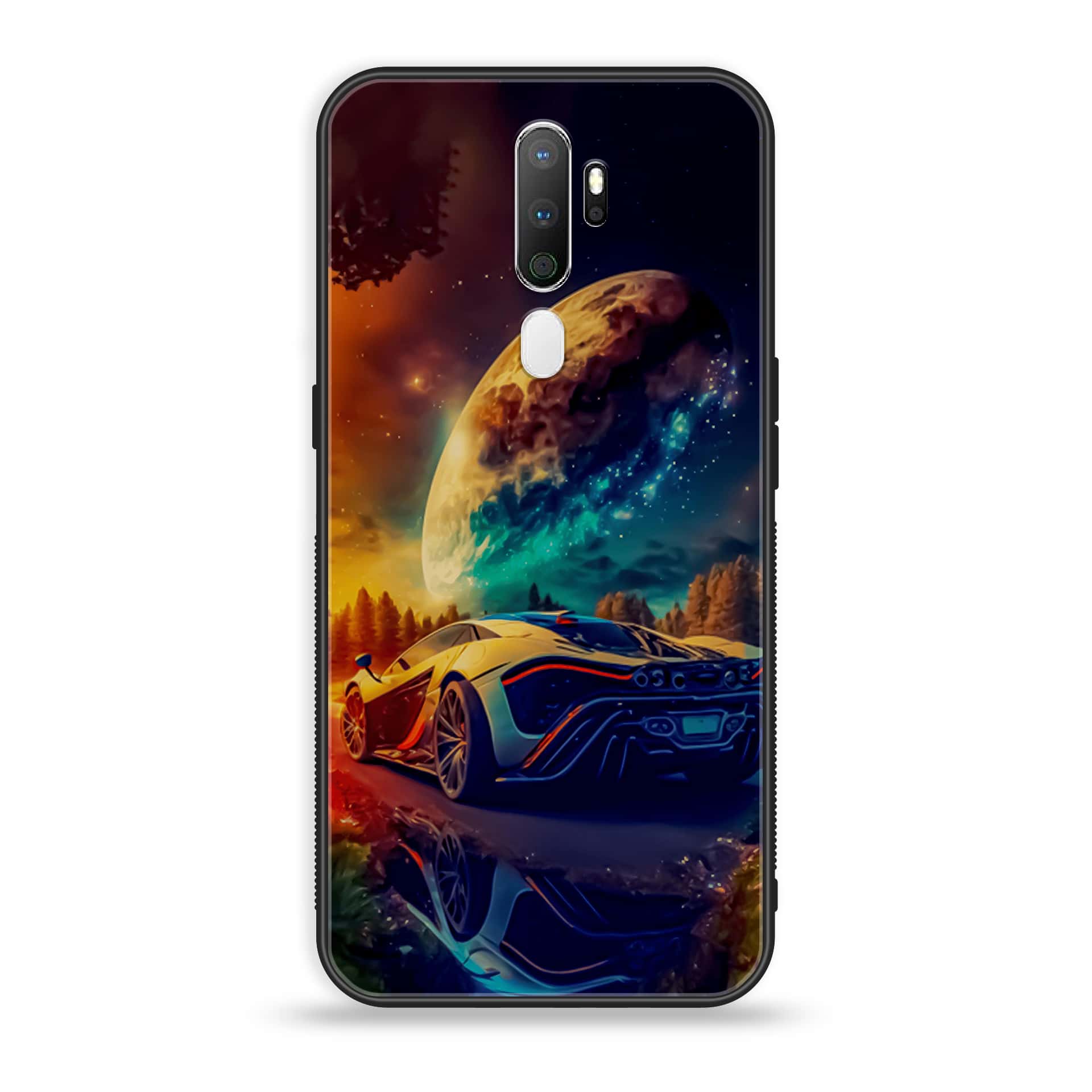 Oppo A5 2020 Racing Series Premium Printed Glass soft Bumper shock Proof Case