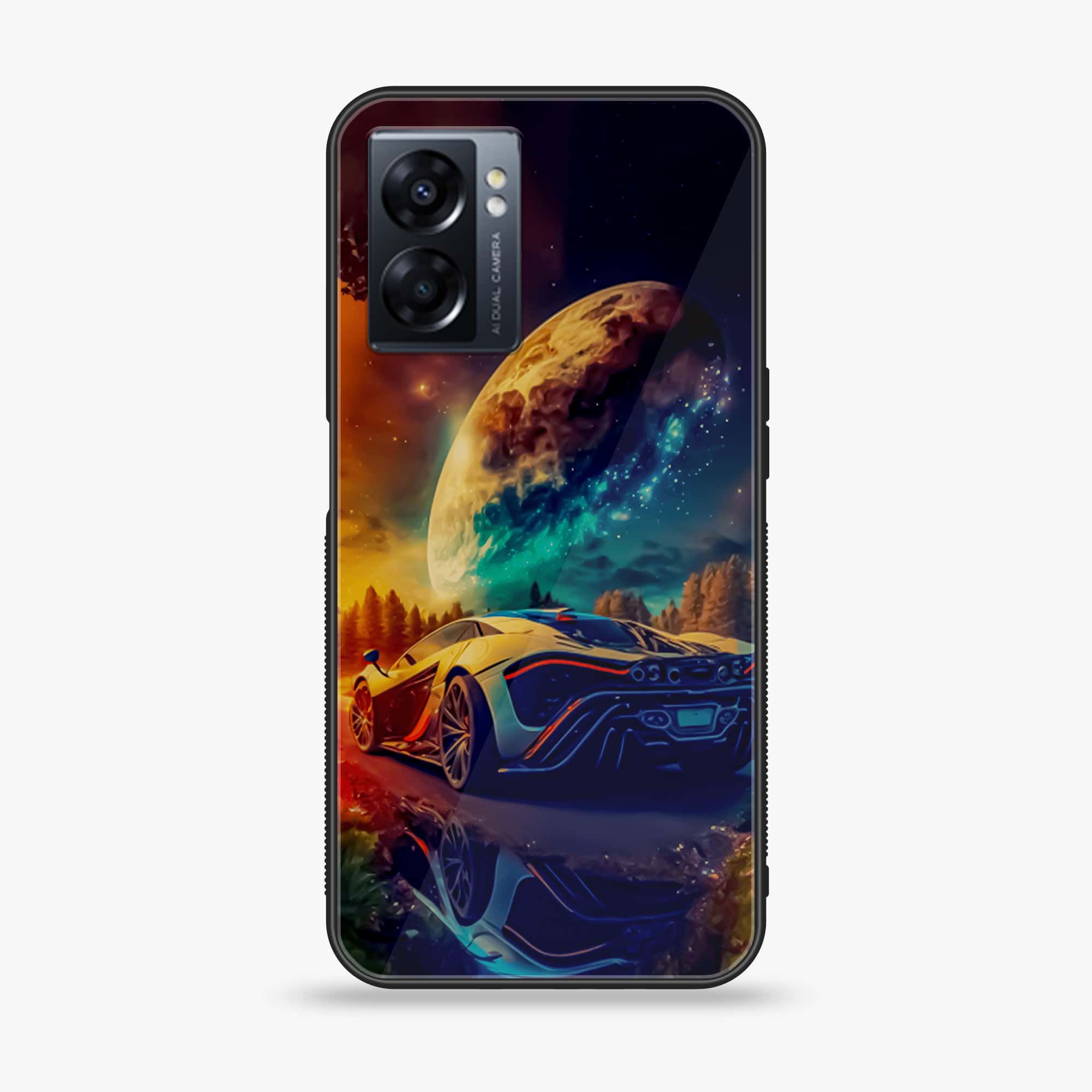 Oppo A57 2022 - Racing Series - Premium Printed Glass soft Bumper shock Proof Case