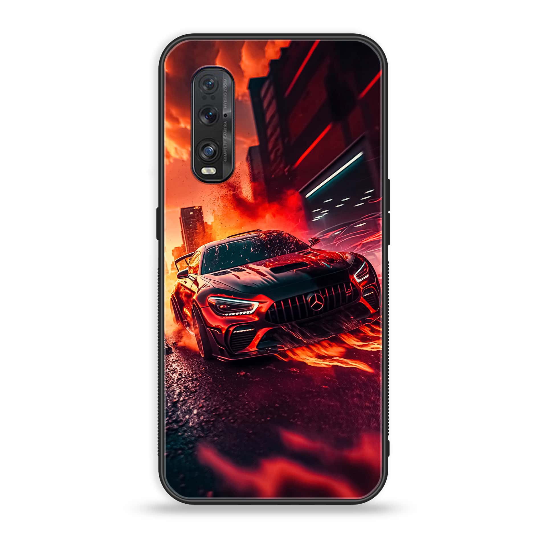 Oppo Find X2 - Racing Series - Premium Printed Glass soft Bumper shock Proof Case