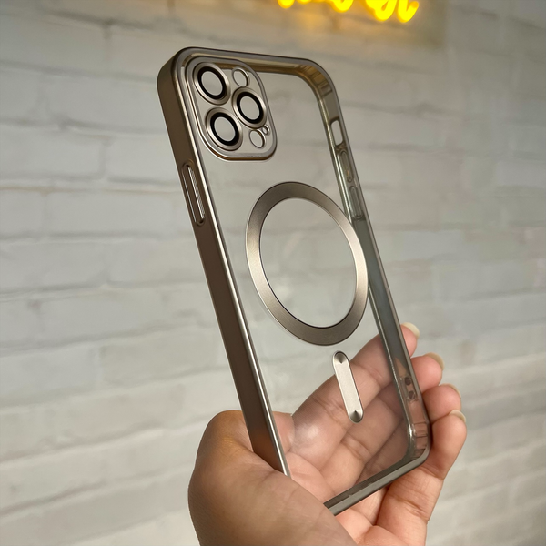 iPhone 12 Pro Max Luna Natural Titanium Plating Case With Camera Lens Protection