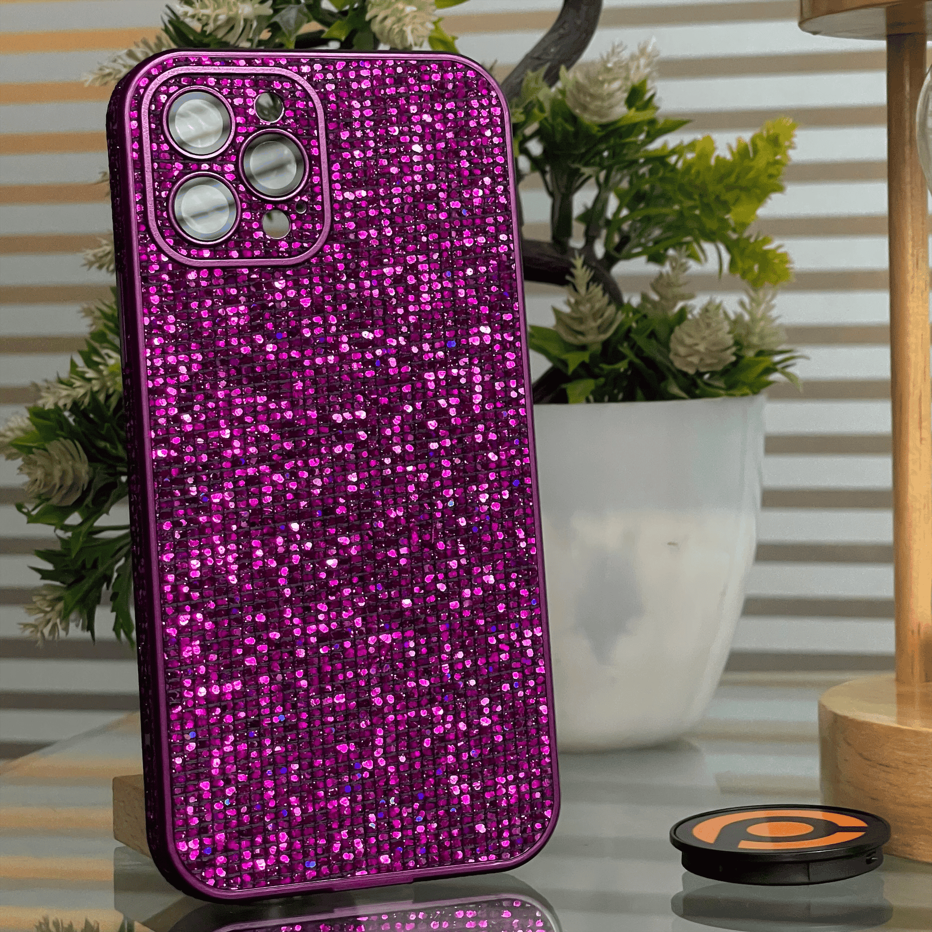 iPhone 12 Pro Diamond Glitter Case with Built-in Camera Lens Glass