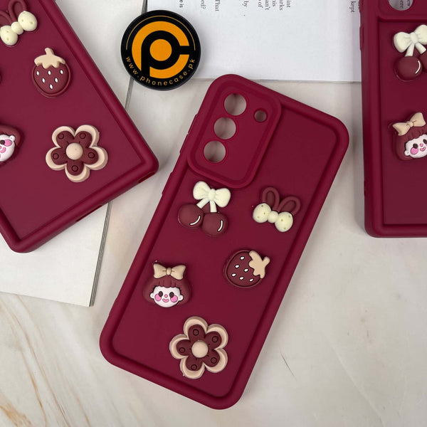 Galaxy S21 Cute 3D Cherry Flower Icons Silicon Case