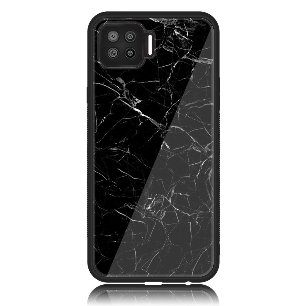 Oppo A93 4G - Black Marble Series - Premium Printed Glass soft Bumper shock Proof Case