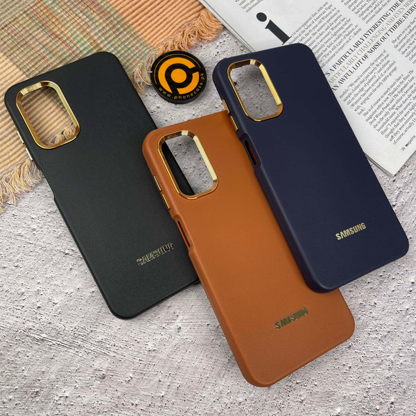 Galaxy A13 Premium Dual layer Leather Feel Electroplated Case