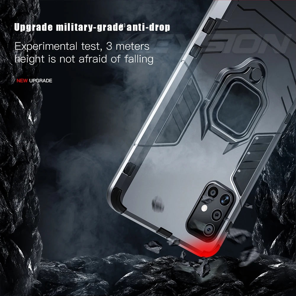 Galaxy A22 Upgraded Ironman with holding ring and kickStand Hybrid shock proof case