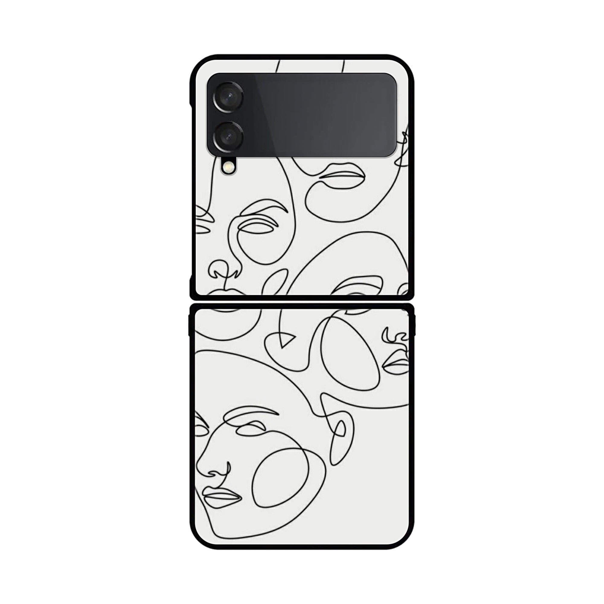 Z Flip 4 - Girls Line Series -  Premium Printed Glass soft Bumper shock Proof Case