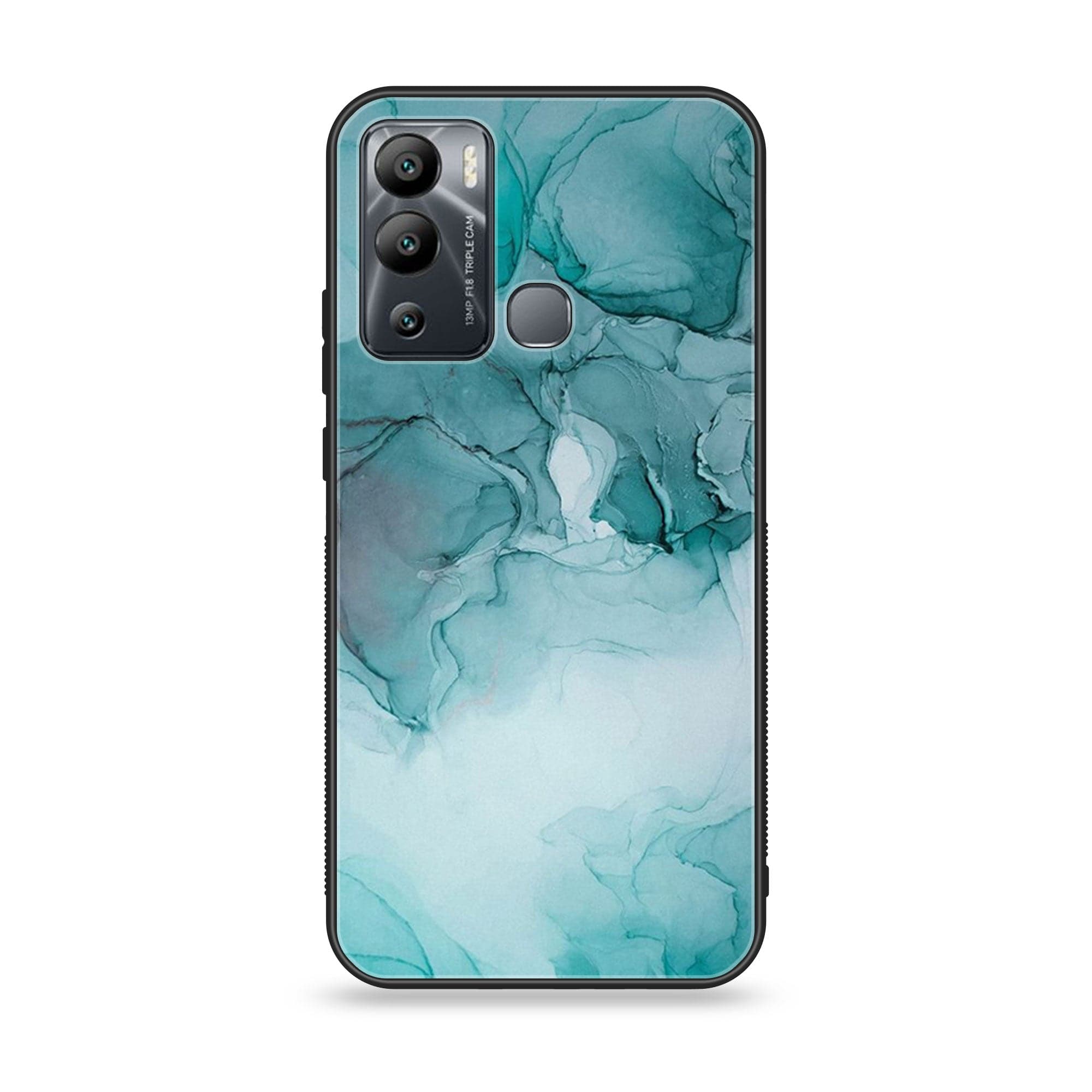 Infinix Hot 12 Play - Blue Marble Series - Premium Printed Glass soft Bumper shock Proof Case