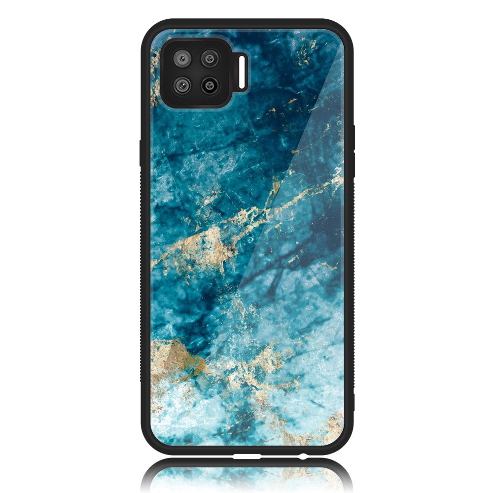 Oppo A93 4G - Blue Marble Series - Premium Printed Glass soft Bumper shock Proof Case
