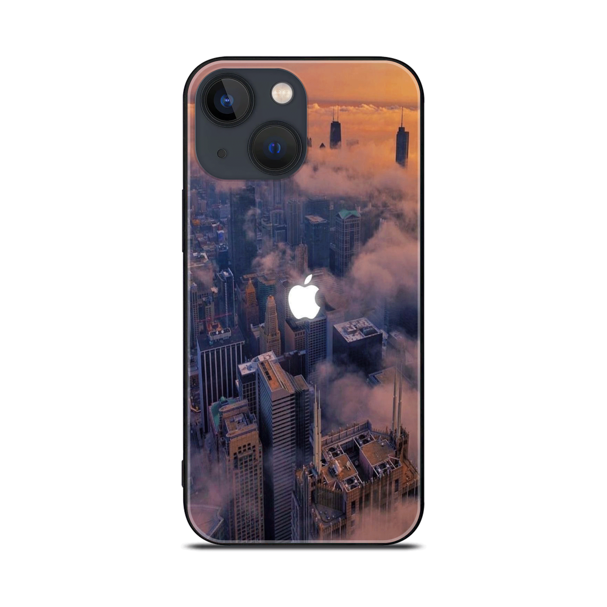 iPhone 14 - Apple logo Series - Premium Printed Glass soft Bumper shock Proof Case