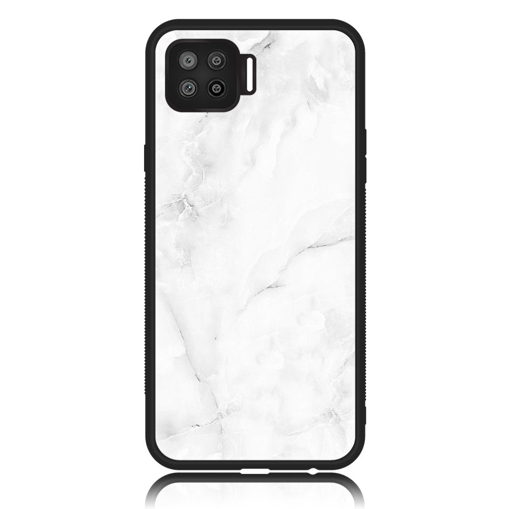 Oppo A93 4G - White Marble Series - Premium Printed Glass soft Bumper shock Proof Case