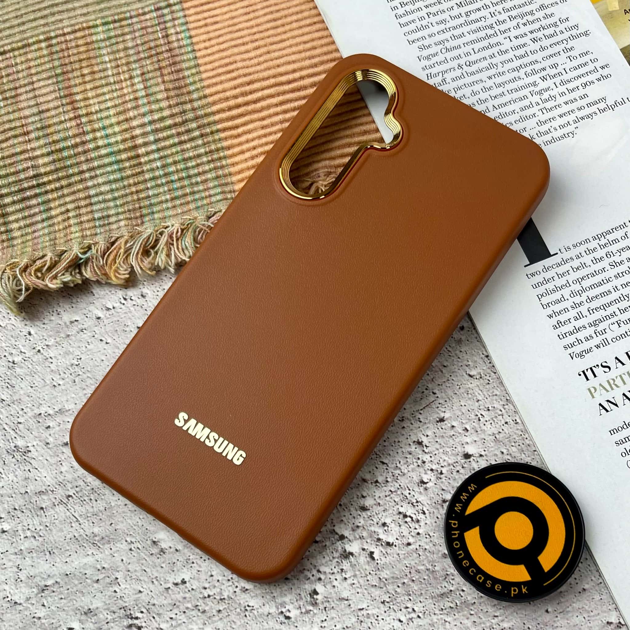 Galaxy A34 Premium Dual layer Leather Feel Electroplated Case