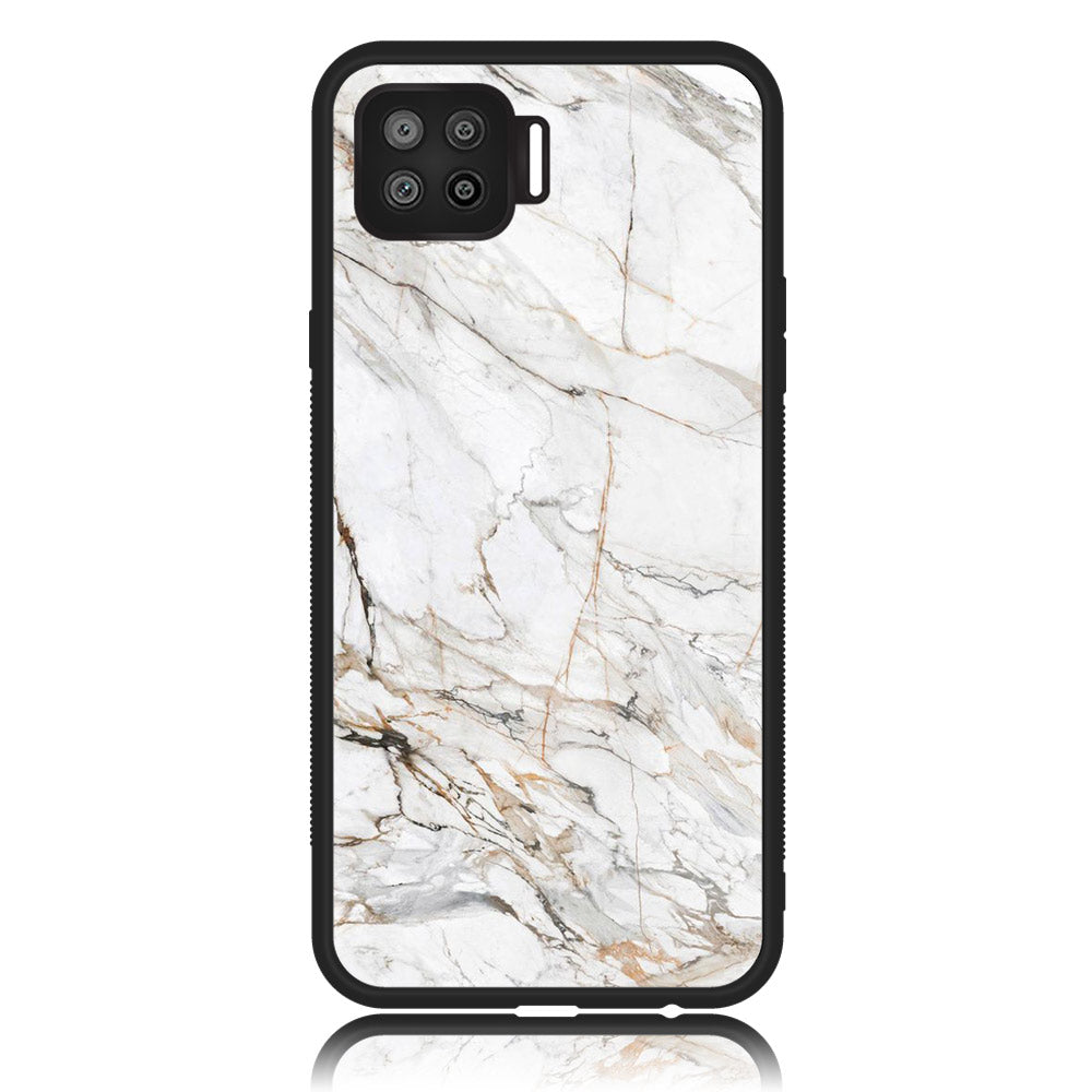 Oppo A93 4G - White Marble Series - Premium Printed Glass soft Bumper shock Proof Case