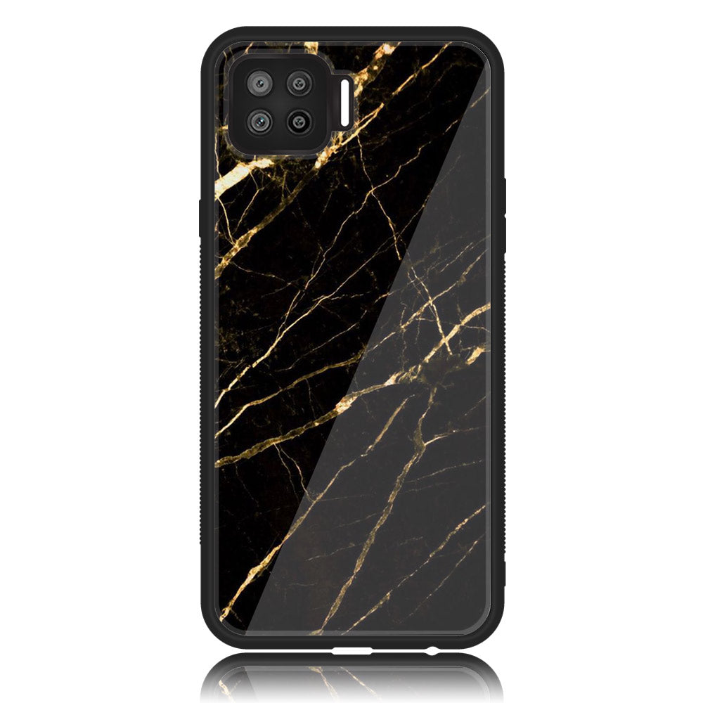 Oppo A93 4G - Black Marble Series - Premium Printed Glass soft Bumper shock Proof Case