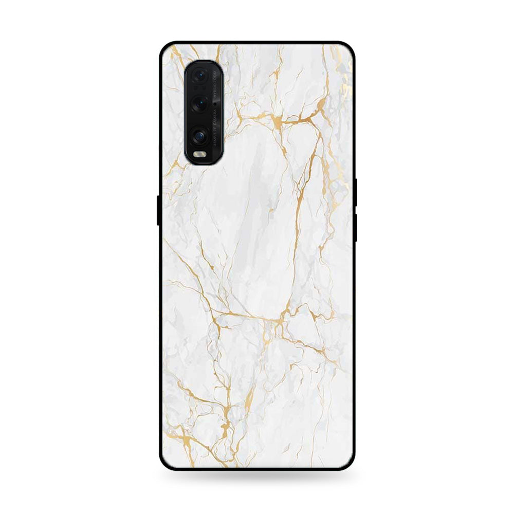 Oppo Find X2 Pro-White Marble Series - Premium Printed Glass soft Bumper shock Proof Case