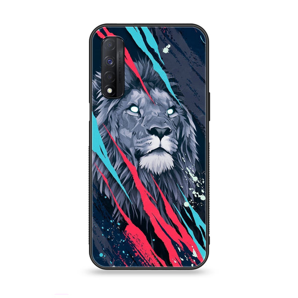 Realme Narzo 30 - Abstract Animated Lion - Premium Printed Glass Case
