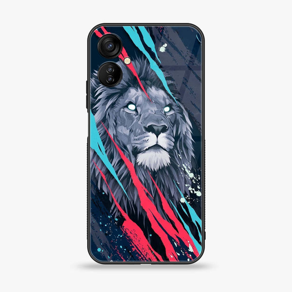 Tecno Spark 9T - Abstract Animated Lion - Premium Printed Glass soft Bumper shock Proof Case
