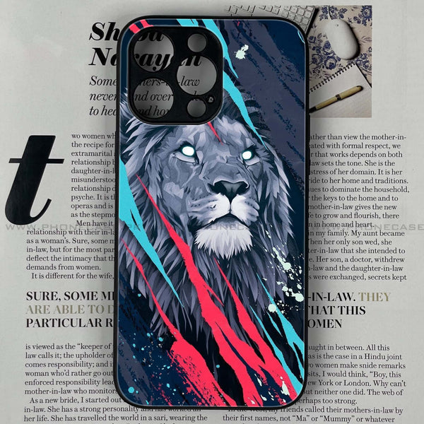 iPhone 15 Pro - Abstract Animated Lion - Premium Printed Glass soft Bumper Shock Proof Case