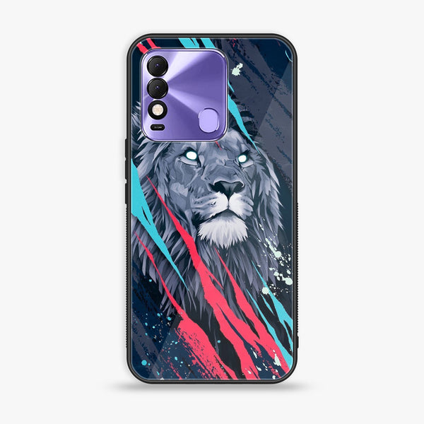 Tecno Spark 8 - Abstract Animated Lion - Premium Printed Glass soft Bumper Shock Proof Case