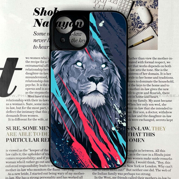 iPhone 15 Plus - Abstract Animated Lion - Premium Printed Glass soft Bumper Shock Proof Case