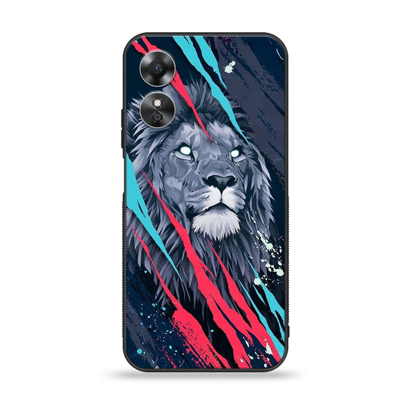 Oppo A17 -  Abstract Animated Lion - Premium Printed Glass Case