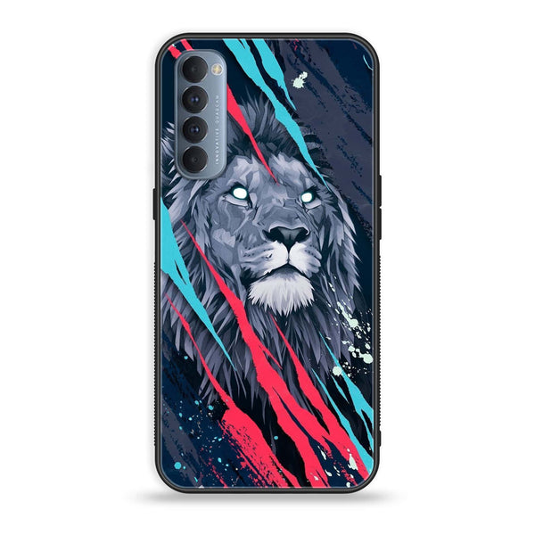 Oppo Reno 4 Pro 4G - Abstract Animated Lion - Premium Printed Glass soft Bumper Shock Proof Case