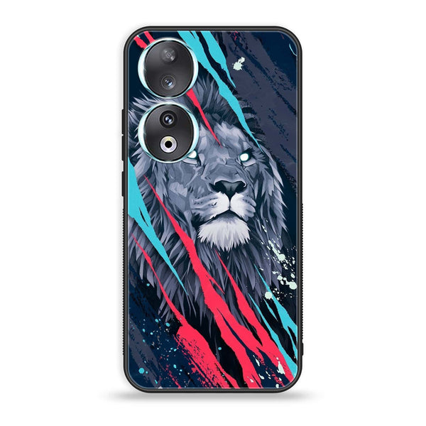 Huawei Honor 90 - Abstract Animated Lion - Premium Printed Glass soft Bumper Shock Proof Case