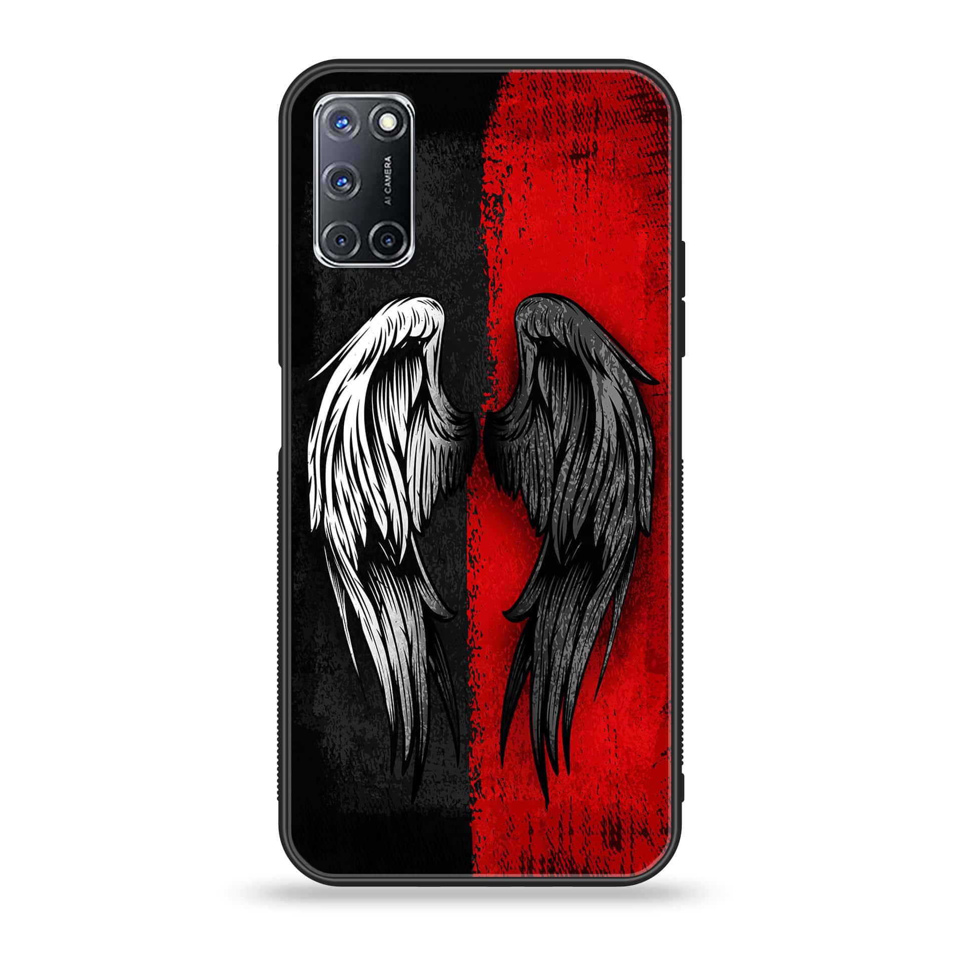 Oppo A52 - Angel Wings 2.0 Series - Premium Printed Glass soft Bumper shock Proof Case