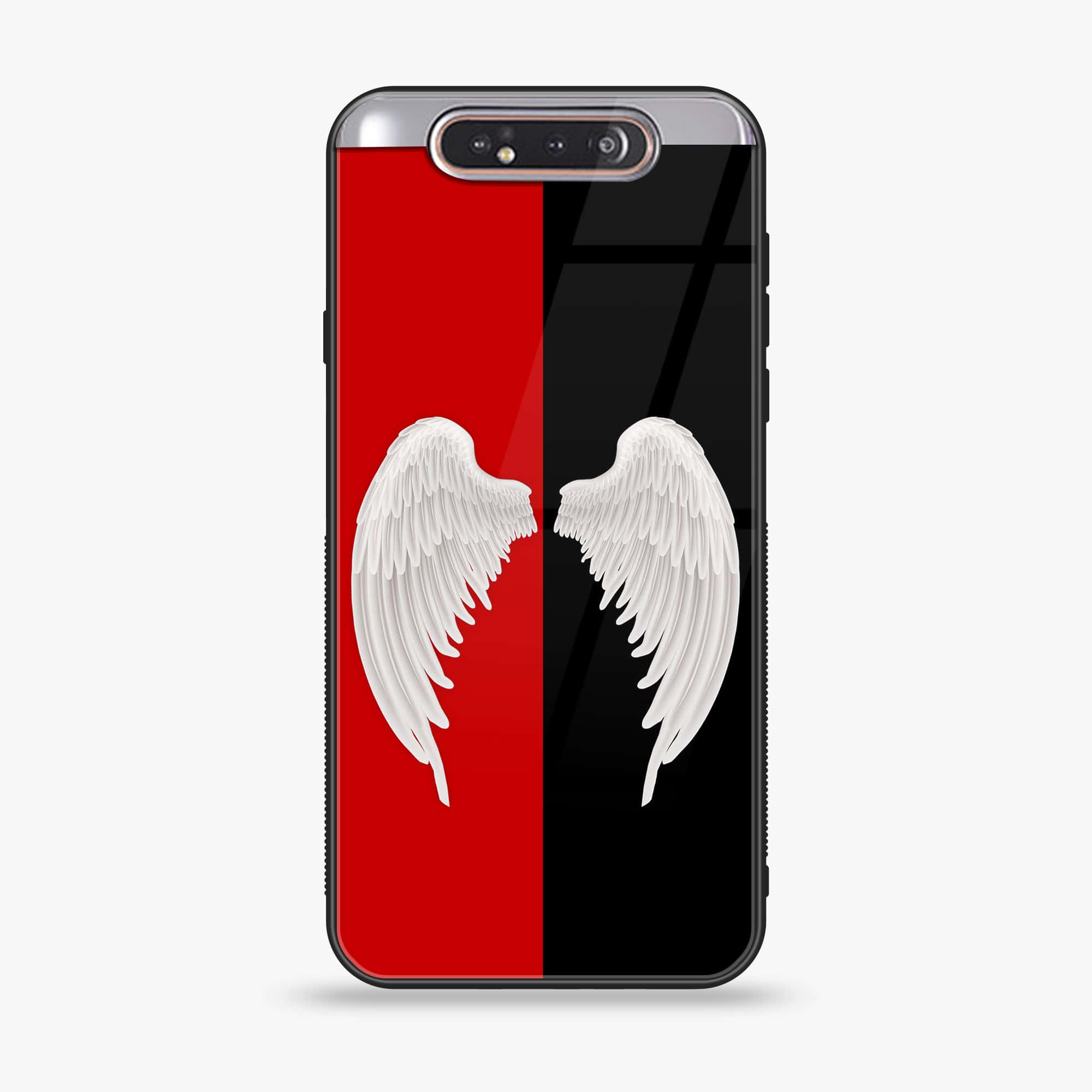 Samsung Galaxy A80 - Angel Wings 2.0 Series - Premium Printed Glass soft Bumper shock Proof Case