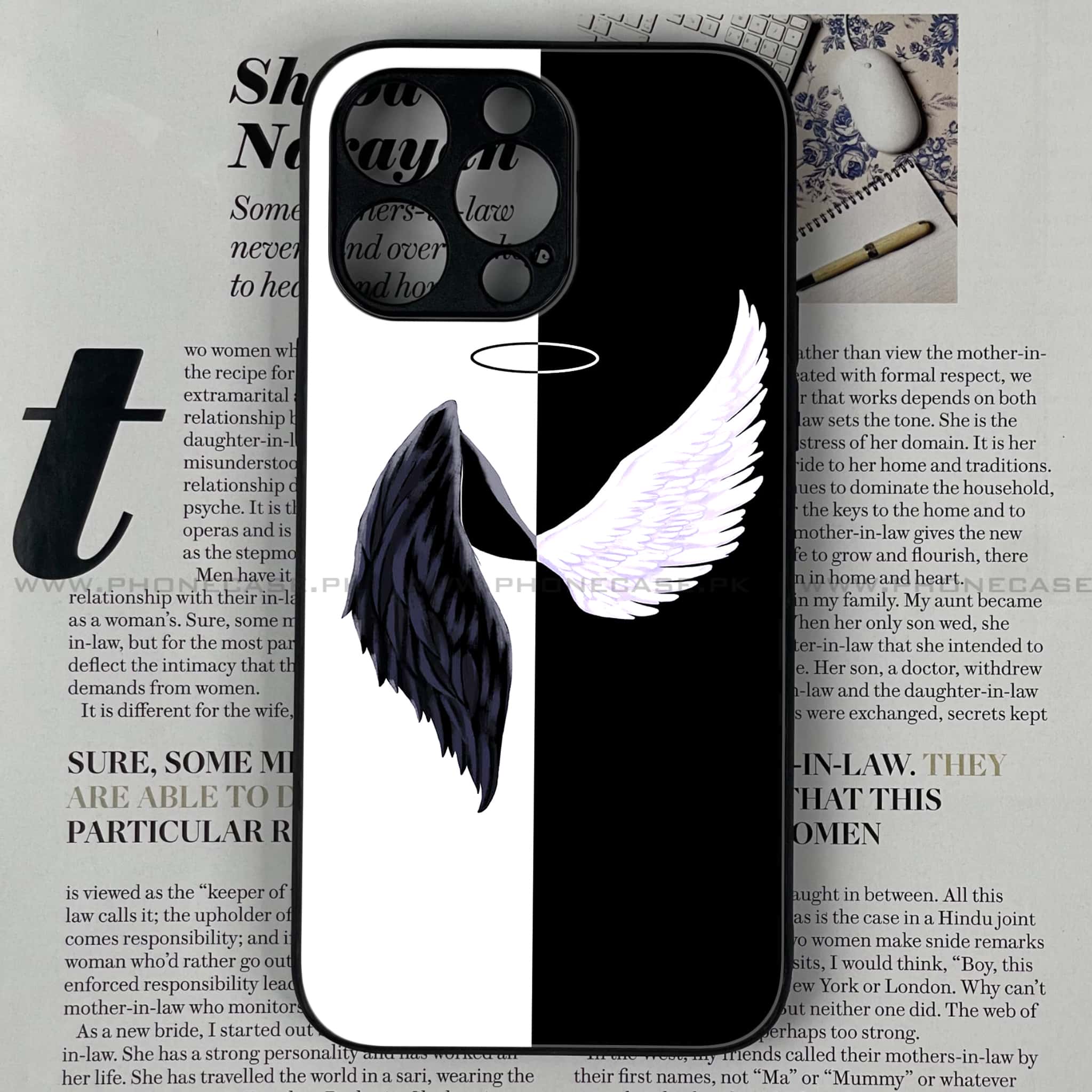 iPhone 15 Pro - Angel Wings 2.0 Series - Premium Printed Glass soft Bumper shock Proof Case