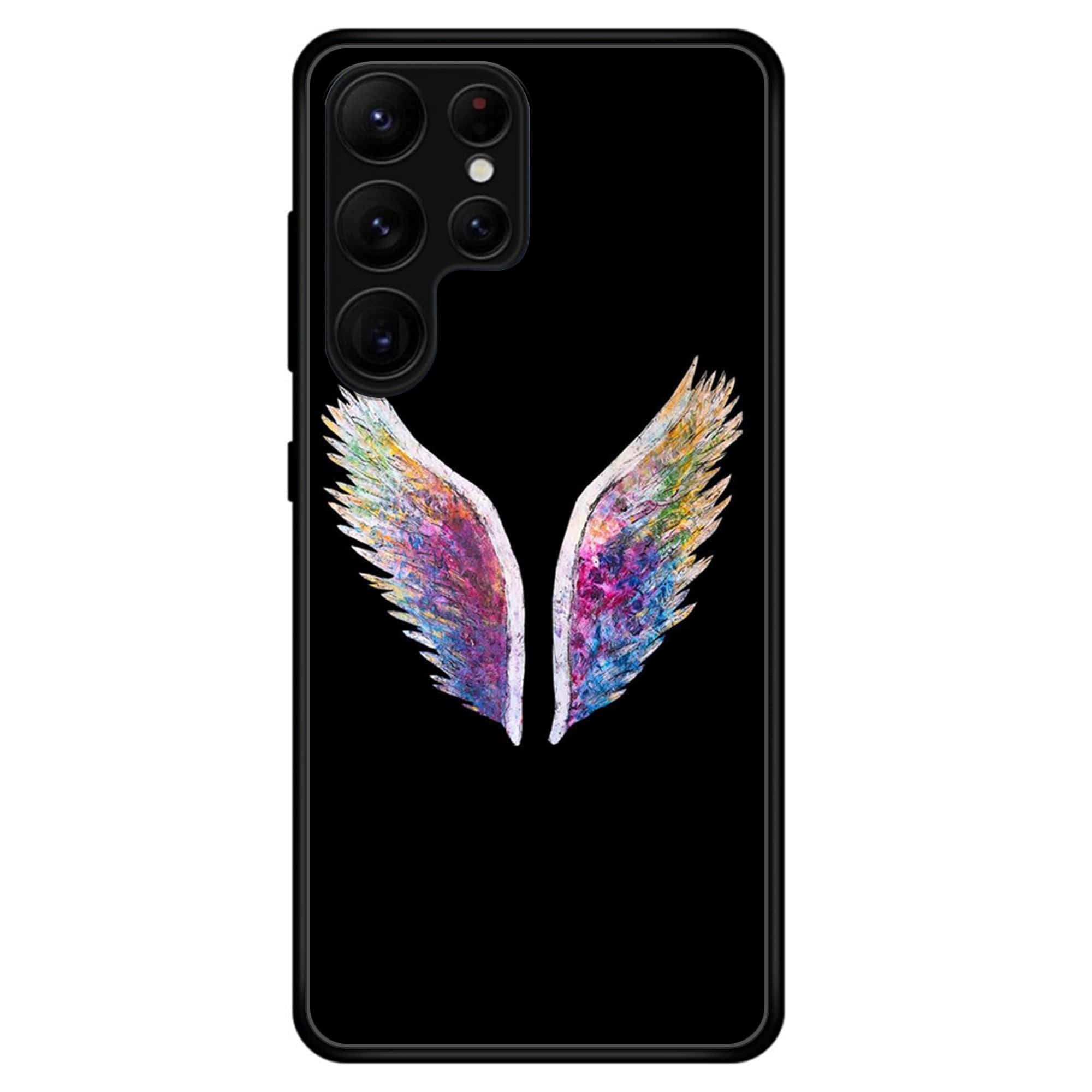 Samsung Galaxy S23 Ultra- Angel Wings  Series - Premium Printed Glass soft Bumper shock Proof Case