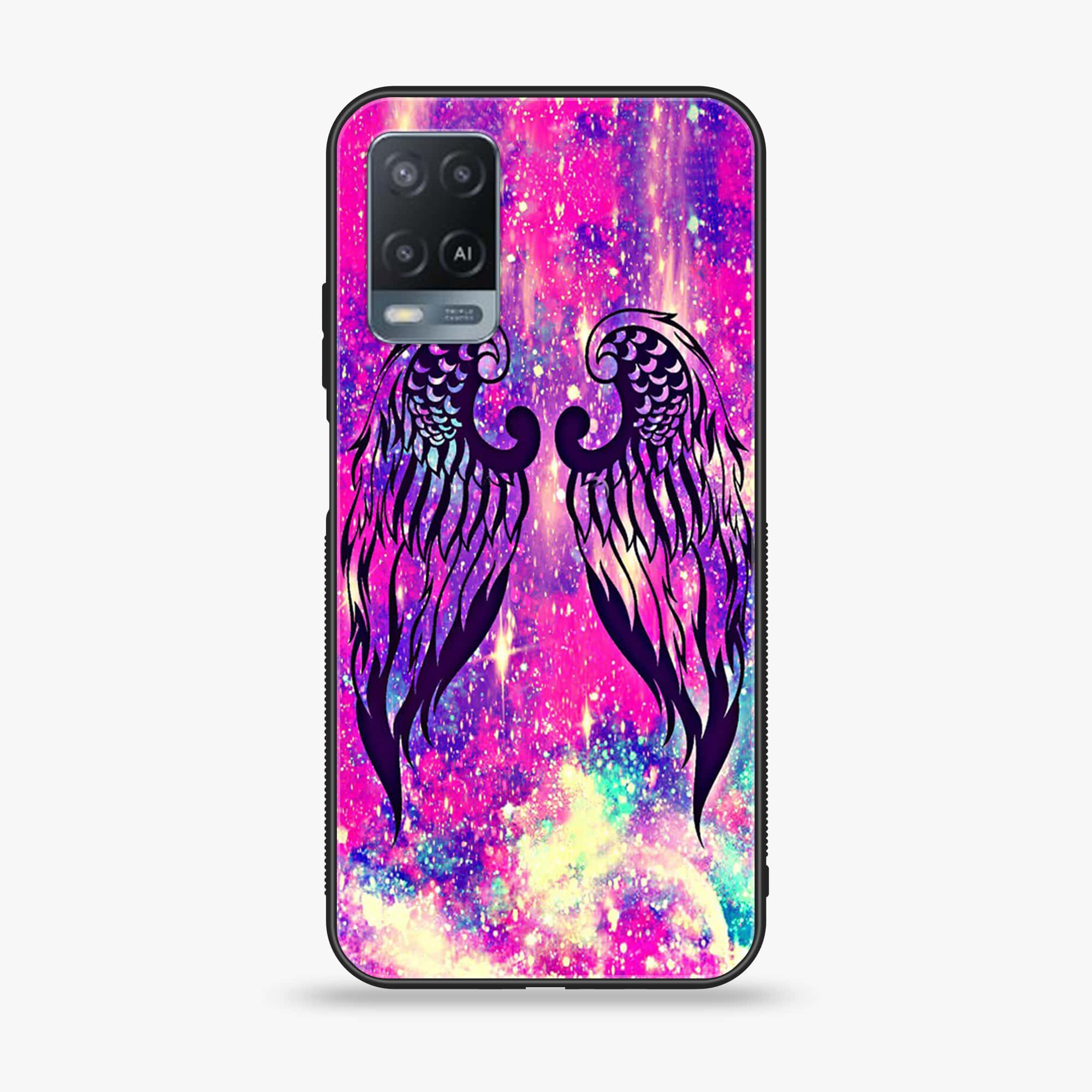 Oppo A54 - Angel  Wings Series - Premium Printed Glass soft Bumper shock Proof Case