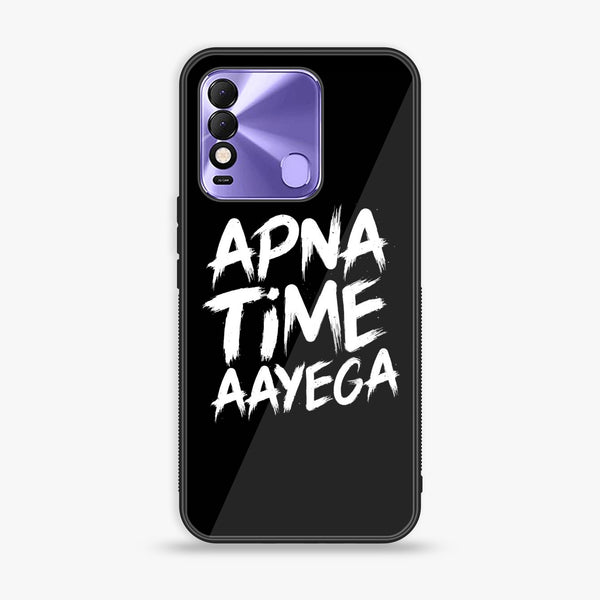 Tecno Spark 8 - Apna Time Ayega - Premium Printed Glass soft Bumper Shock Proof Case