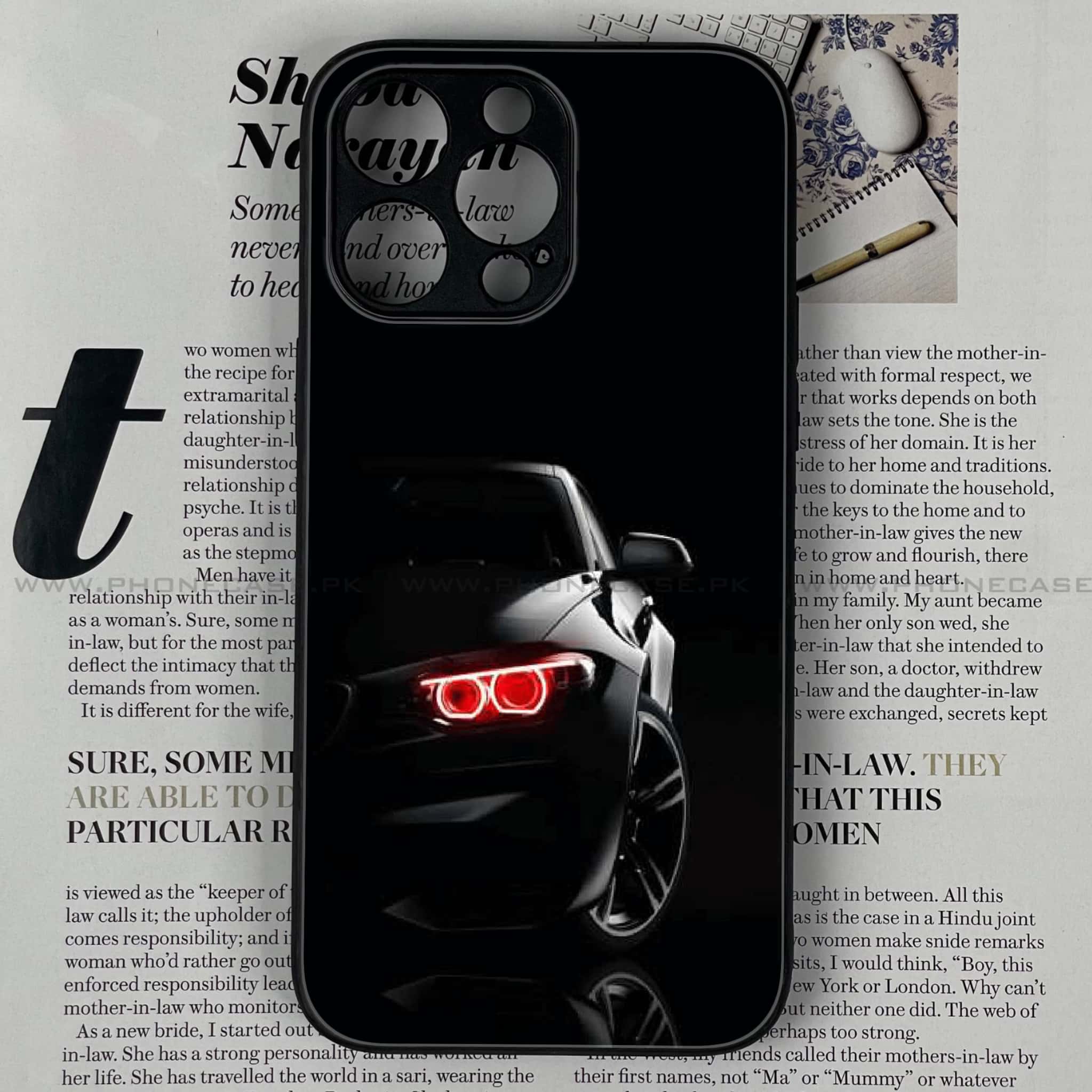 iPhone 15 Pro - Black Art Series - Premium Printed Glass soft Bumper shock Proof Case