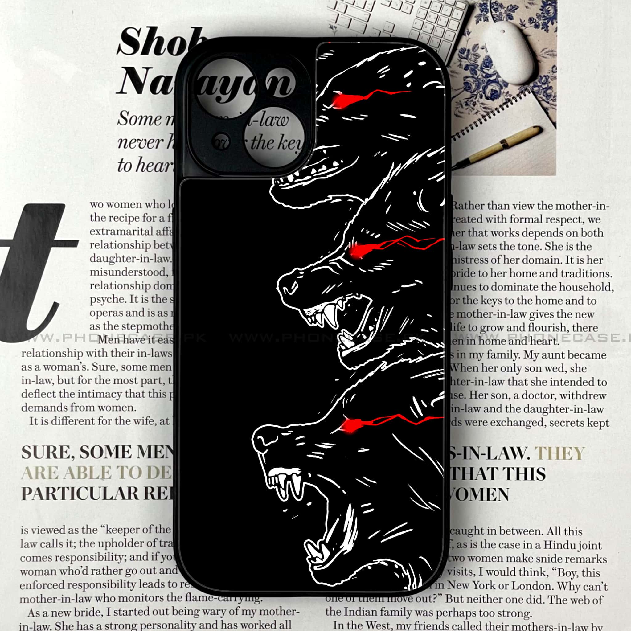 iPhone 15 Plus - Black Art Series - Premium Printed Glass soft Bumper shock Proof Case