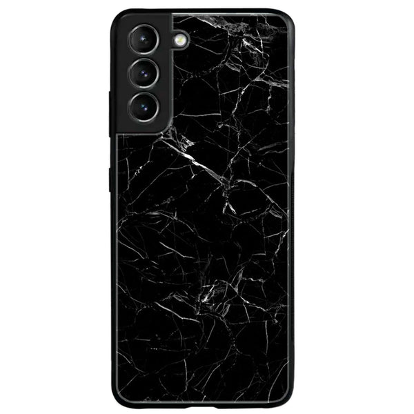 Samsung Galaxy S21 - Black Marble Series - Premium Printed Glass soft Bumper shock Proof Case