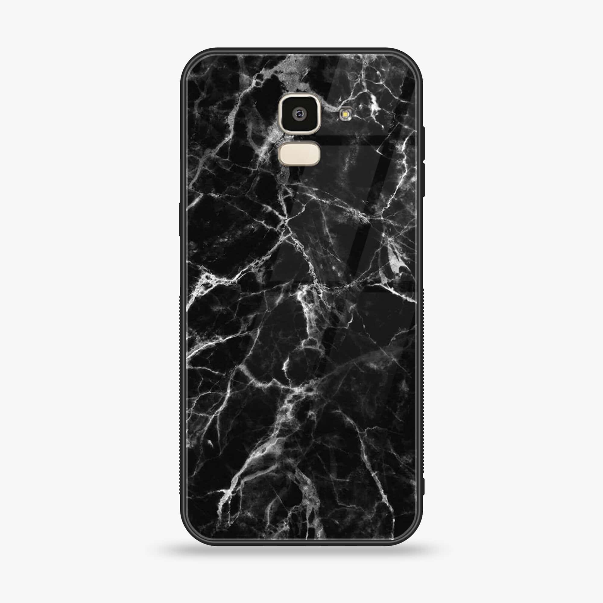 Samsung Galaxy J6 (2018) - Black Marble Series - Premium Printed Glass soft Bumper shock Proof Case