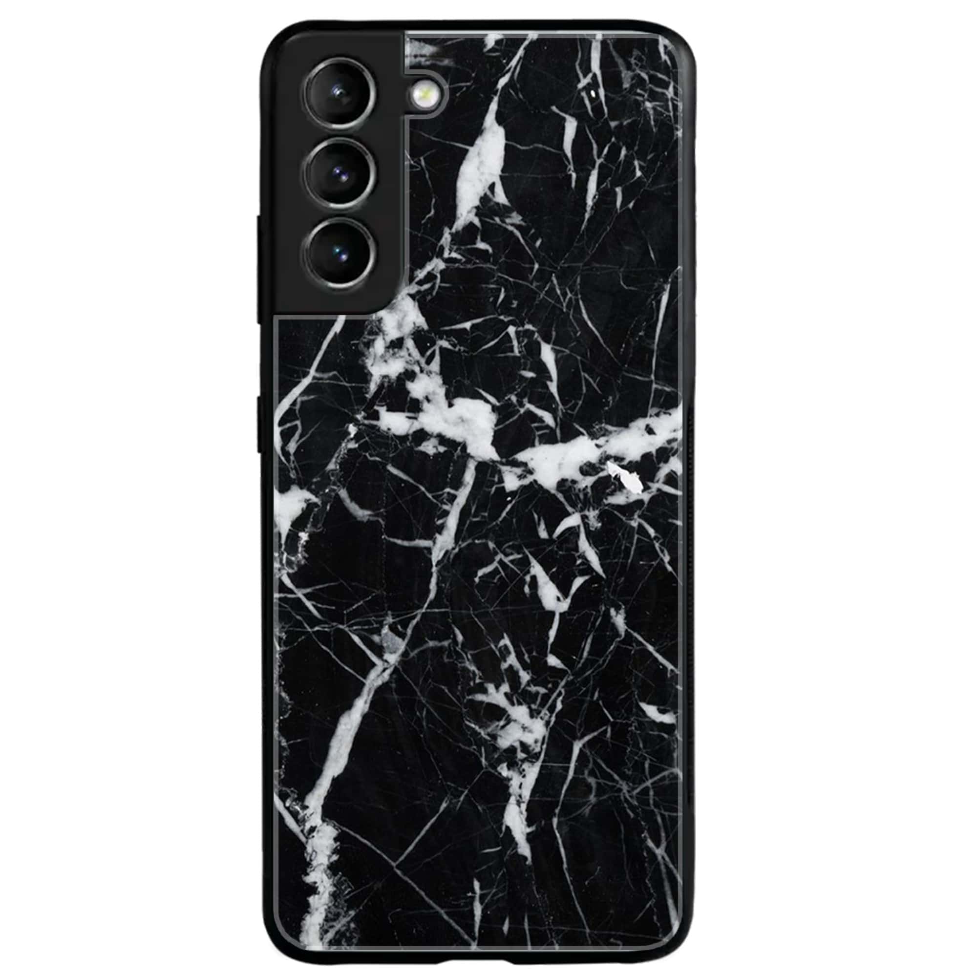 Samsung Galaxy S21 - Black Marble Series - Premium Printed Glass soft Bumper shock Proof Case