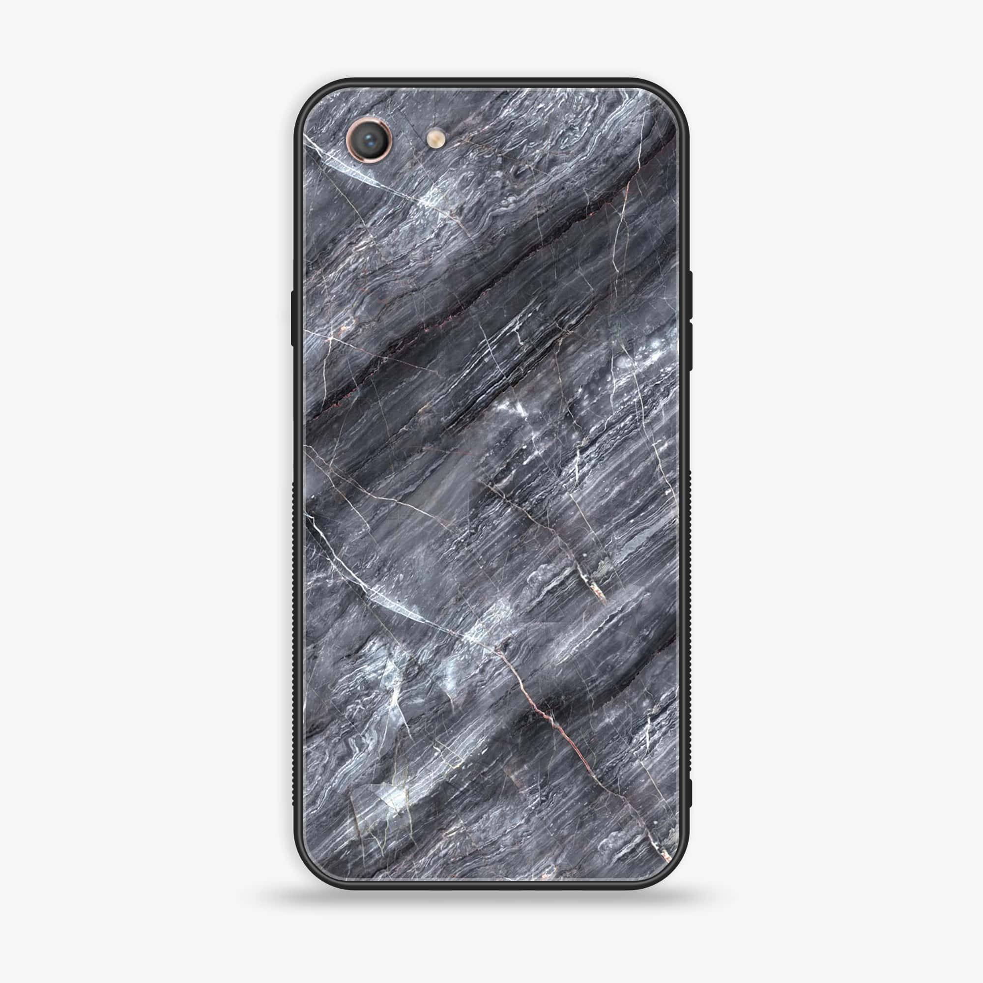 Oppo A71 (2018) - Black Marble 2.0 Series - Premium Printed Glass soft Bumper shock Proof Case