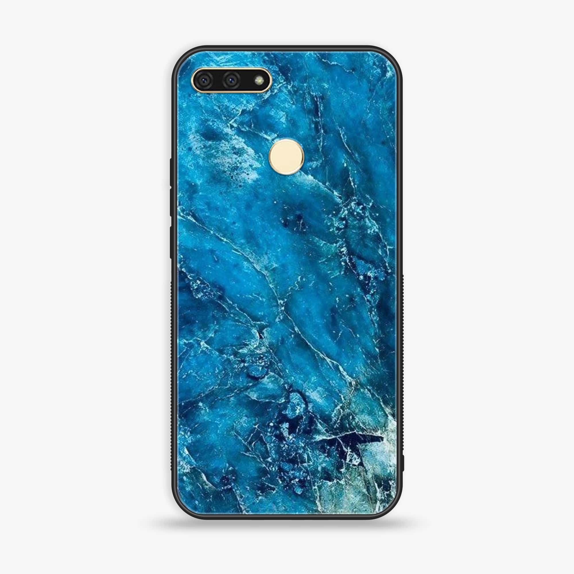 Honor 7A - Blue Marble 2.0 Series - Premium Printed Glass soft Bumper shock Proof Case