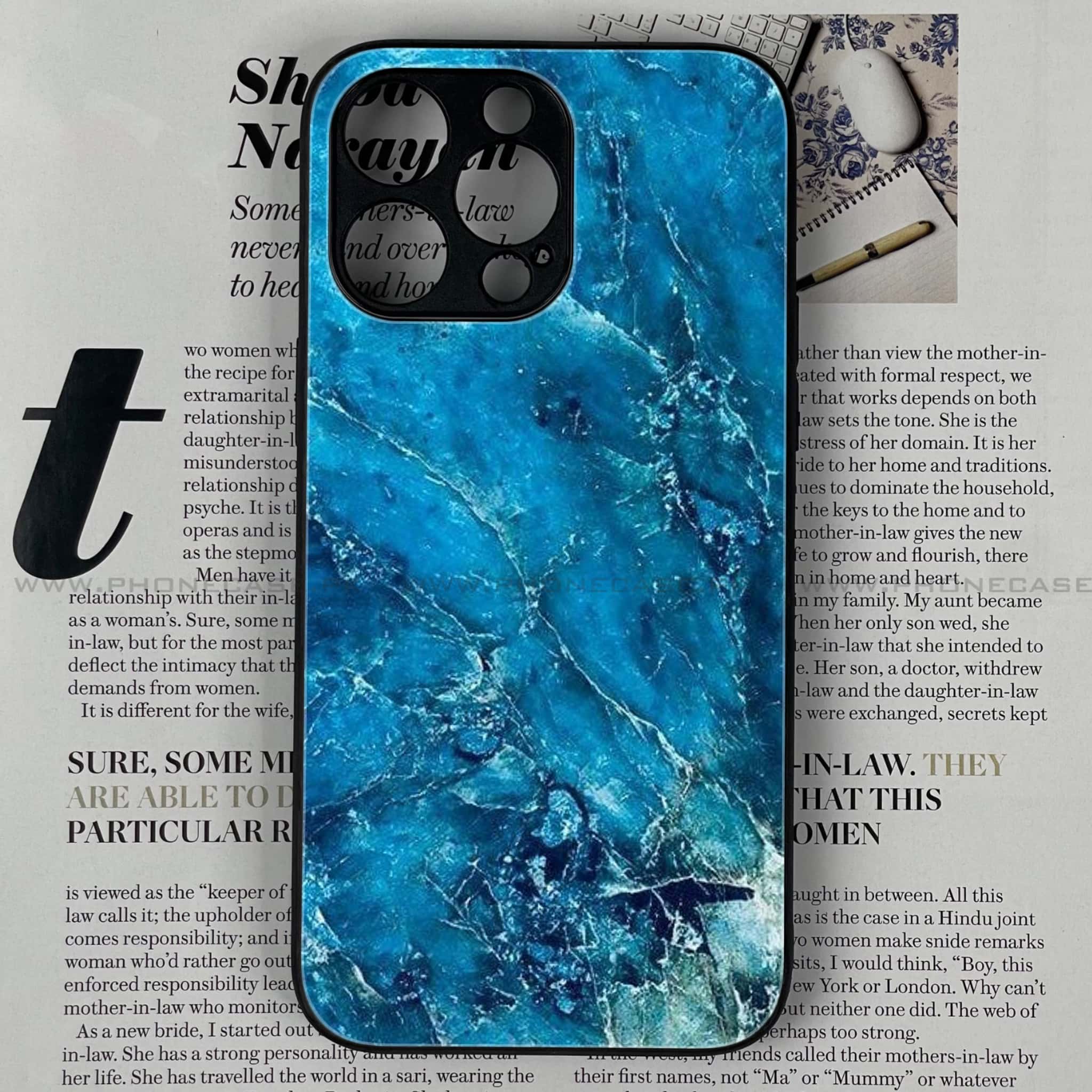 iPhone 15 Pro - Blue Marble Series V 2.0 - Premium Printed Glass soft Bumper shock Proof Case