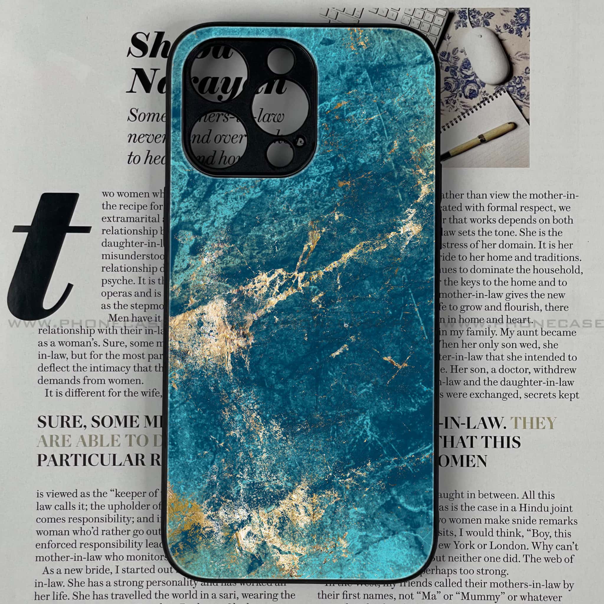 iPhone 15 Pro - Blue Marble Series V 2.0 - Premium Printed Glass soft Bumper shock Proof Case
