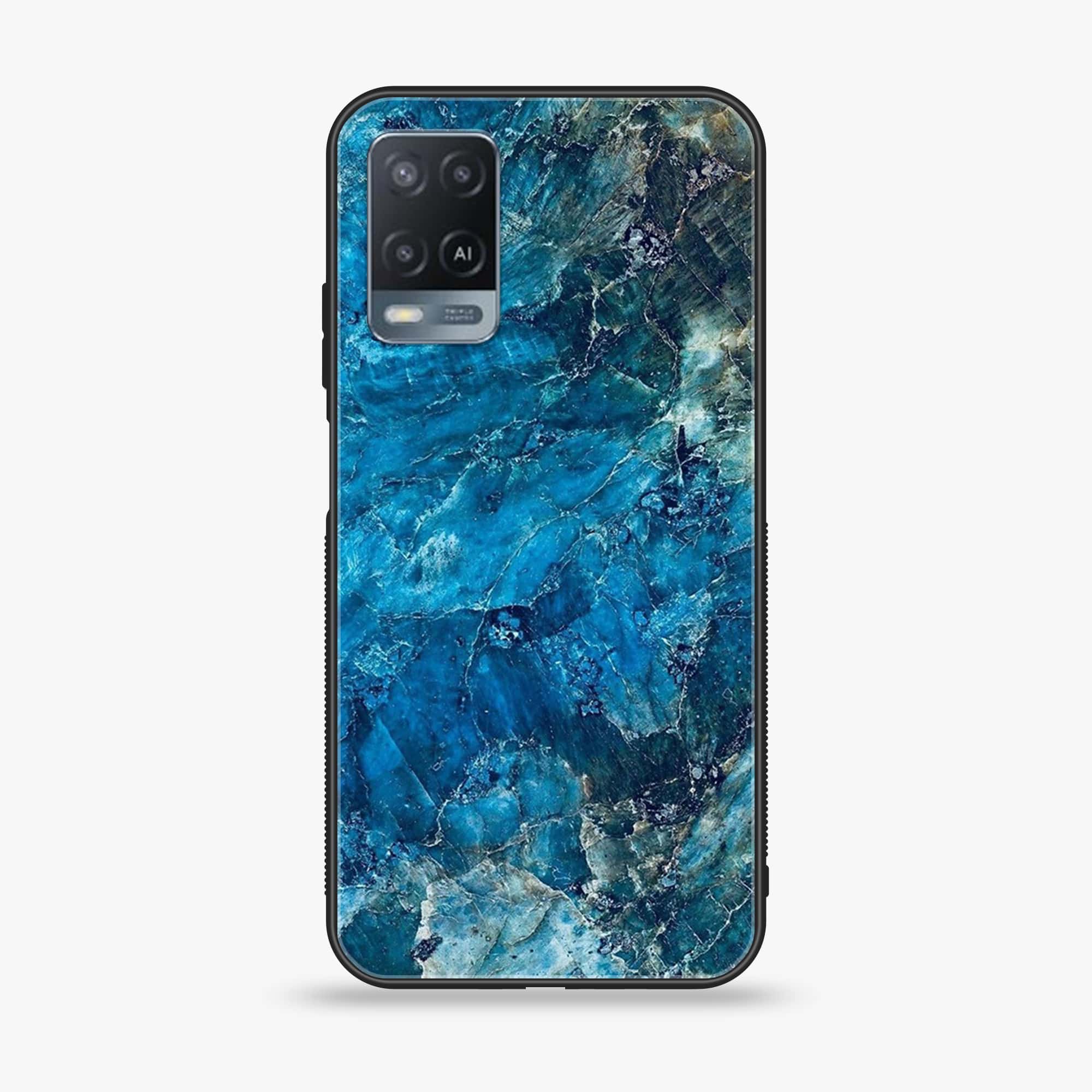 Oppo A54 - Blue Marble Series - Premium Printed Glass soft Bumper shock Proof Case