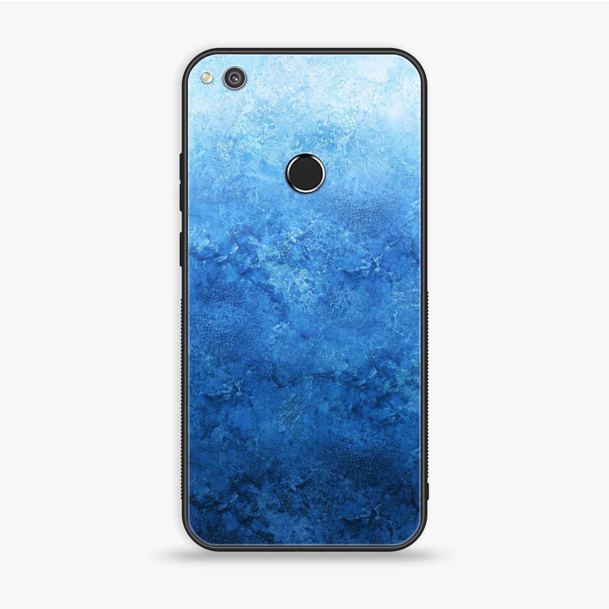 Honor 8 Lite - Blue Marble Series - Premium Printed Glass soft Bumper shock Proof Case